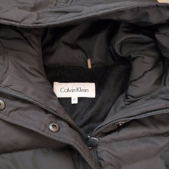 Womens Calvin Klein Size X-small Black Full Zip Jacket Down Puffer Parka - Picture 2 of 6
